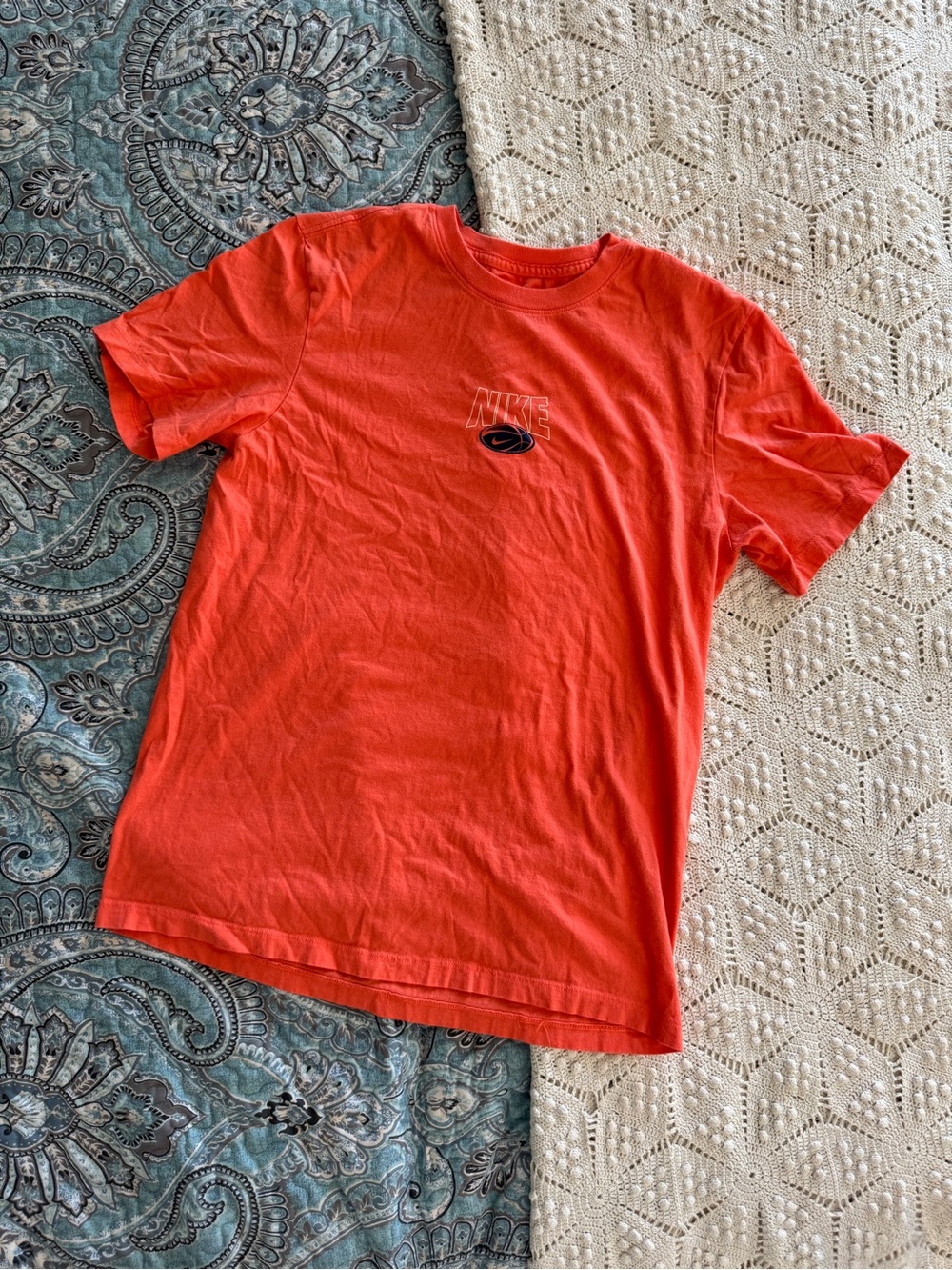 Nike Men's Bright Orange Short-Sleeve Logo Tee